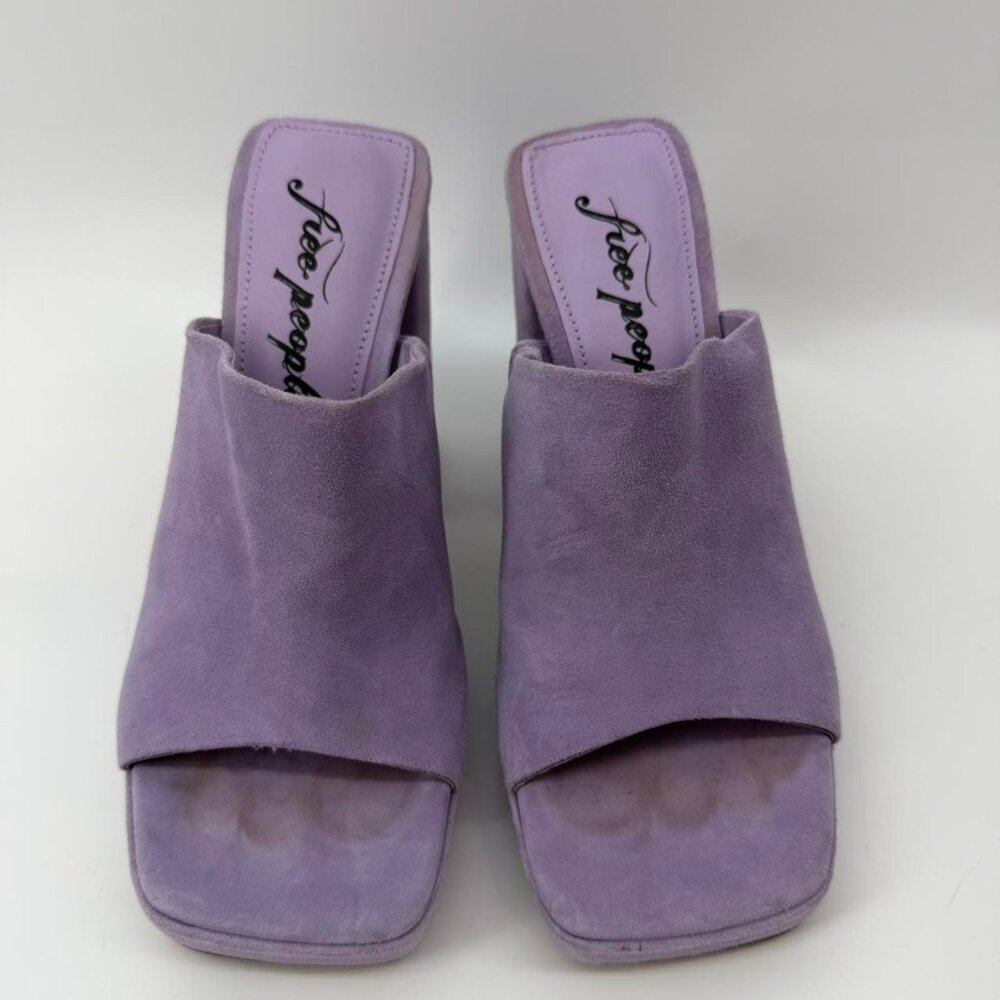 FREE PEOPLE Suede Platform Margo Mule African Violet Periwinkle Purple Size 7.5 - Picture 2 of 4